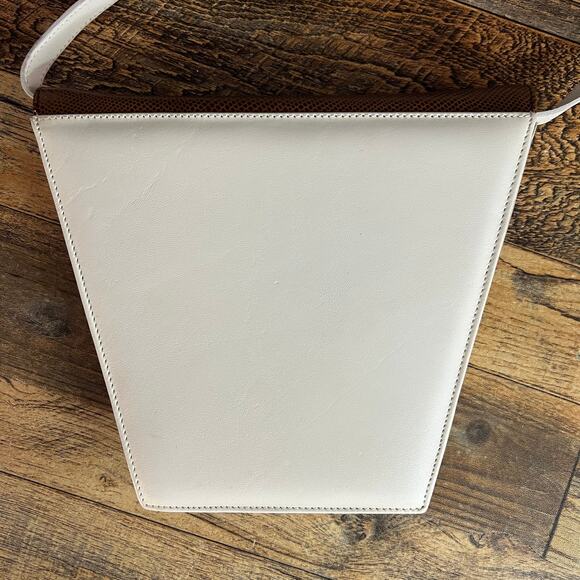 Vintage Michael Rome for M. Fine Italy Geometric Two-Tone Leather Shoulder Bag - Picture 6 of 9